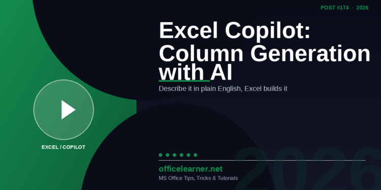 Excel Copilot Column Generation in 2026: Build Entire Data Columns with Natural Language