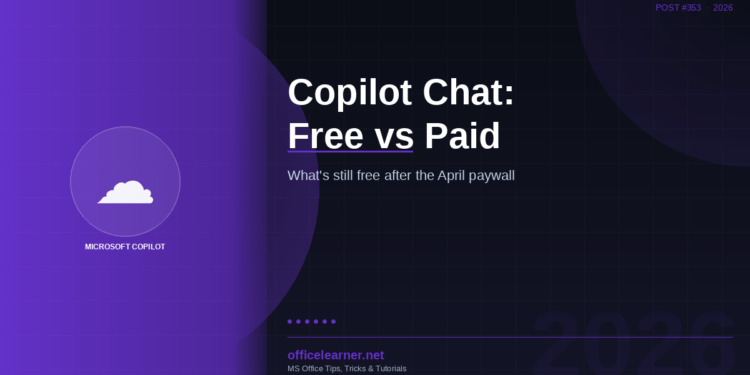 Microsoft Copilot Chat in 2026: What's Still Free in Word, Excel, and PowerPoint After the April Paywall
